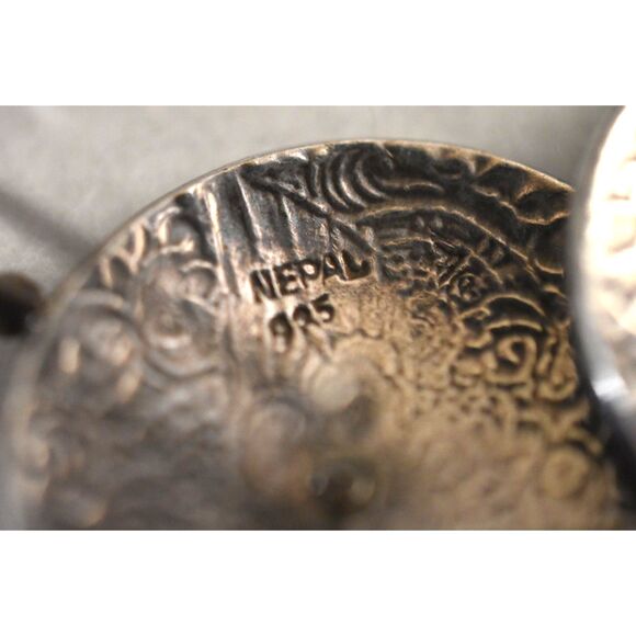 Silpada Napal 925 Sterling Etched Asian Dragon Circle Disc Long Dangle Earrings - Picture 3 of 4